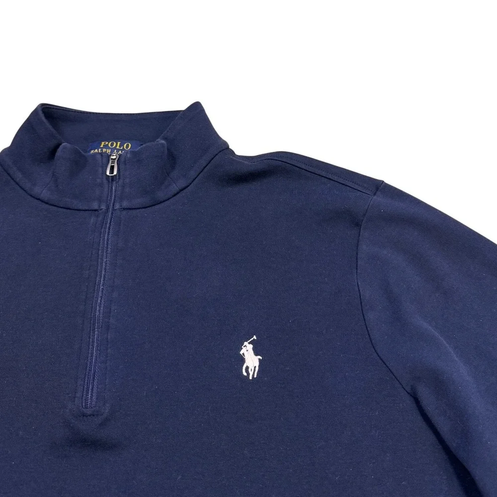 Polo Ralph Lauren Quarter Zip Sweater Men's L Navy Preppy Coastal Classic  EUC